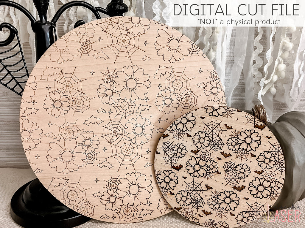 Digital SVG Download - Halloween Floral Spiderweb  - Digital Laser Cut File