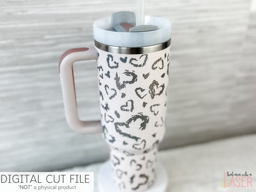 Cheetah Heart Pattern, Ready to Engrave Tumbler Pattern, Digital Download, SVG, Valentine's Day, Mother's Day
