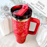Poinsettia Tumbler Pattern, Ready to Engrave Tumbler Pattern, Digital Download, SVG, Christmas, Holiday, Full Wrap