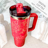 Poinsettia Tumbler Pattern, Ready to Engrave Tumbler Pattern, Digital Download, SVG, Christmas, Holiday, Full Wrap