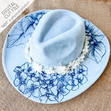 Hydrangea Brim Hat File – Elegant Floral Design | Laser Hat Burning Design, Hat Laser Engraving Template, Digital Download SVG
