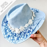 Hydrangea Brim Hat File – Elegant Floral Design | Laser Hat Burning Design, Hat Laser Engraving Template, Digital Download SVG