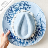 Hydrangea Brim Hat File – Elegant Floral Design | Laser Hat Burning Design, Hat Laser Engraving Template, Digital Download SVG