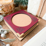 Book Coaster | Hidden Cork Mug Coaster | Laser Cut Book Lover Gift | Coffee Bar Decor | Teacher Gift | Fall, Halloween & Christmas Book Coasters