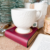 Book Coaster | Hidden Cork Mug Coaster | Laser Cut Book Lover Gift | Coffee Bar Decor | Teacher Gift | Fall, Halloween & Christmas Book Coasters