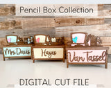 Teacher Desk Pencil Box Collection - SVG - Digital Laser Cut File - Teacher Appreciation - Back to School - Education - School Supply