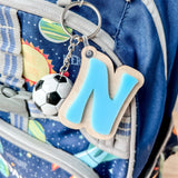 3D Letter Backpack Sports Soccer Name Tag Acrylic Keychain Luggage Kids Lunch Box Diaper Bag Accessory