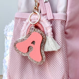 3D Letter Backpack Name Tag Glitter Acrylic Pink Keychain Luggage Kids Lunch Box Diaper Bag Accessory