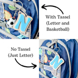 3D Letter Backpack Sports Soccer Name Tag Acrylic Keychain Luggage Kids Lunch Box Diaper Bag Accessory